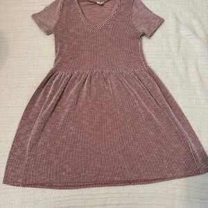 Women’s Short Sleeve Red and White Striped Dress Medium